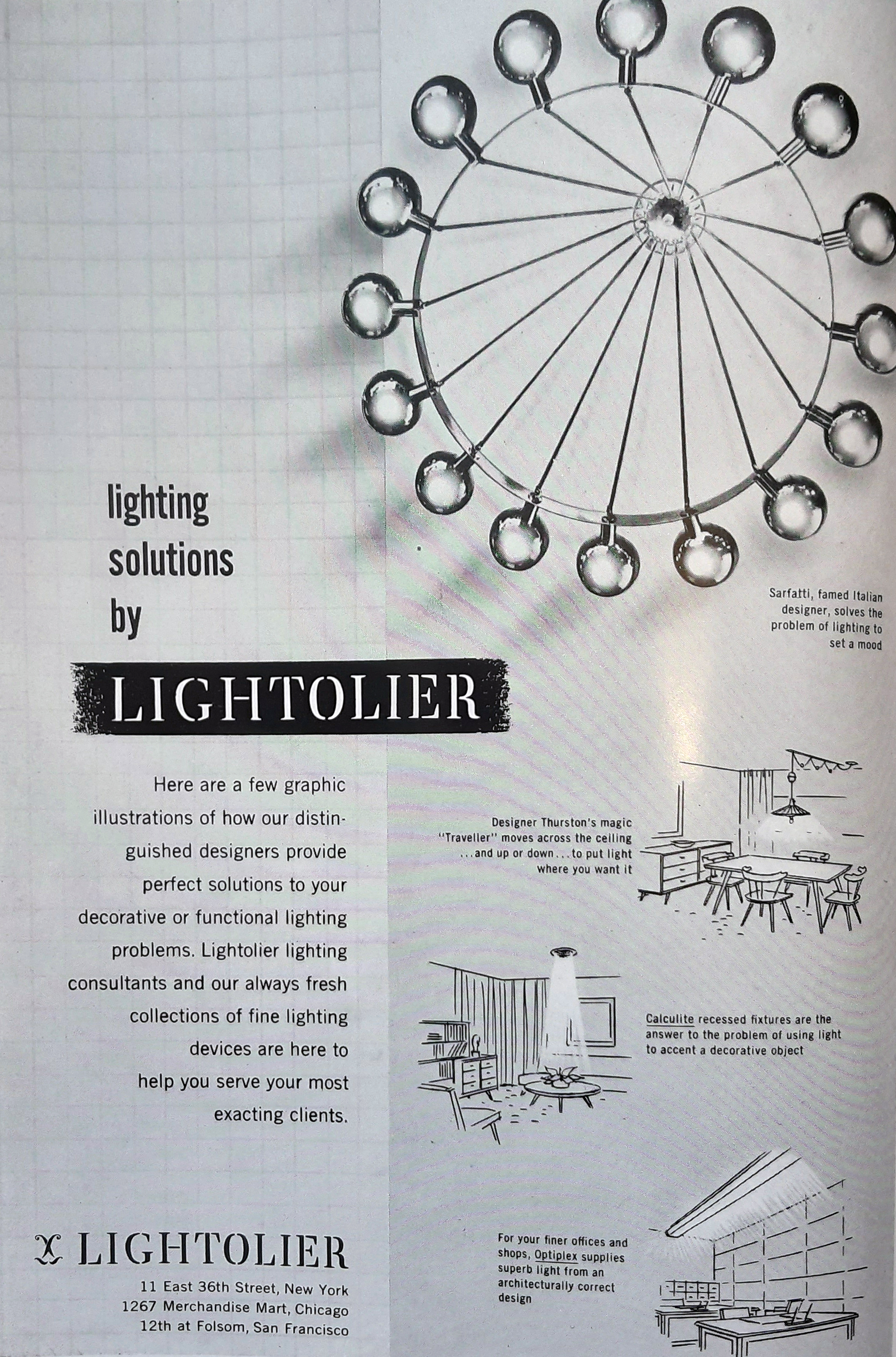 pubblicità Lightolier su Interiors