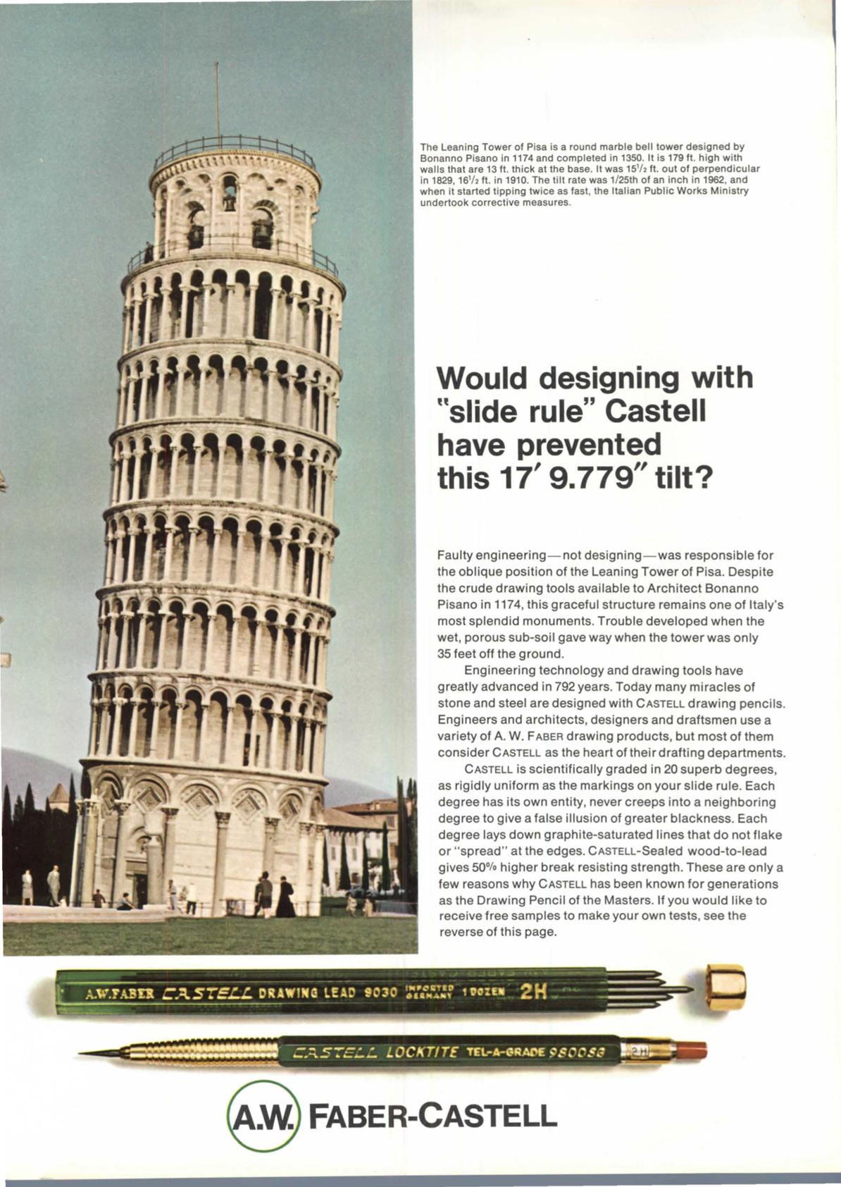Pubblicità Faber Castell su Progressive Architecture